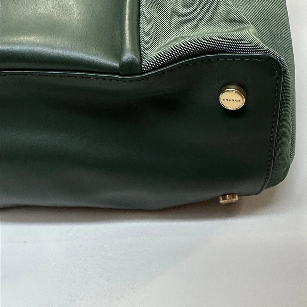 Skagen Lisabet Leather Canvas Tote Hunter Green